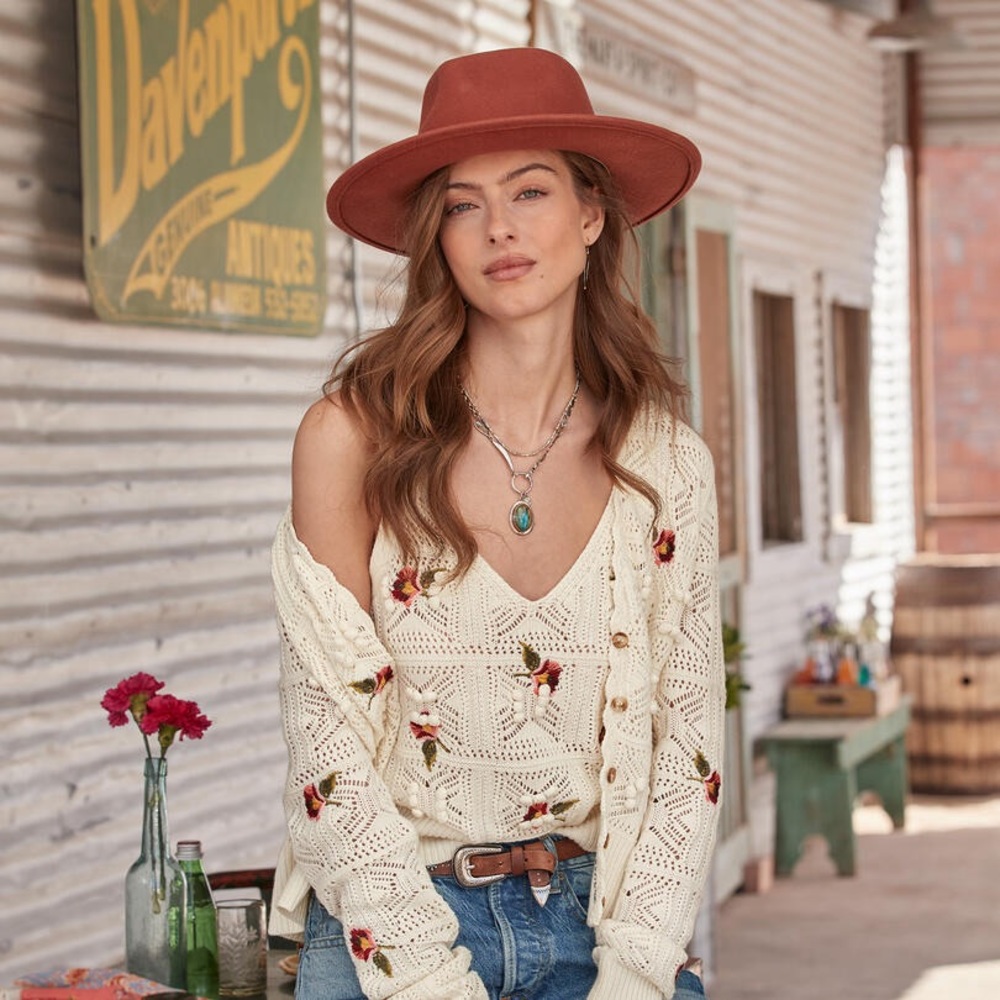 Sundance Ethereal Floral Camisole Cardigan Sweater $188